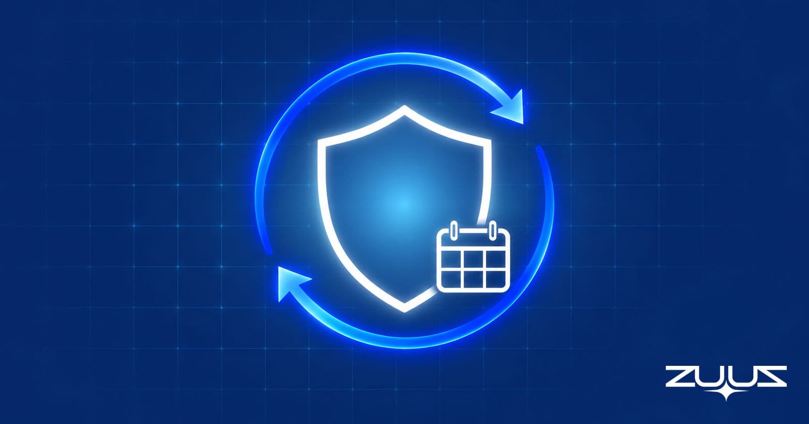 Shield with circular renewal arrows and a calendar, illustrating MSP customer retention