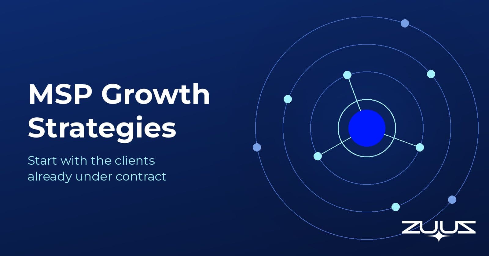 MSP growth strategies hero: concentric rings of clients around a central platform node