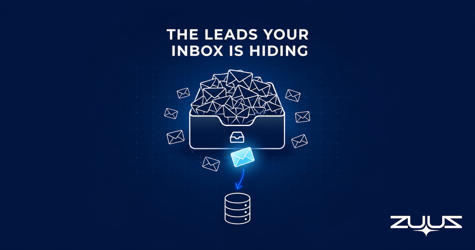Overflowing shared inbox with sales leads spilling out, illustrating how missed sales leads sit unread in email before reaching the CRM
