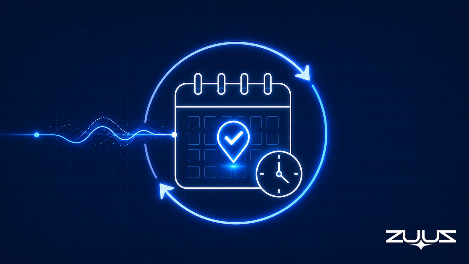 Renewal tracking software cycle: calendar and clock icon with renewal loop arrow representing automated renewal tracking